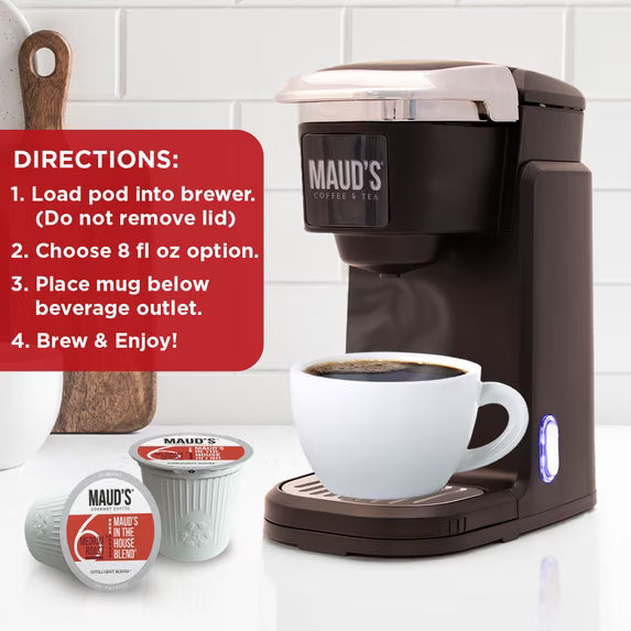 Maud's Medium Roast Coffee Pods, 18 ct, Single Serve Pods – 100% Arabica Coffee, Compatible with Keurig K Cups Maker