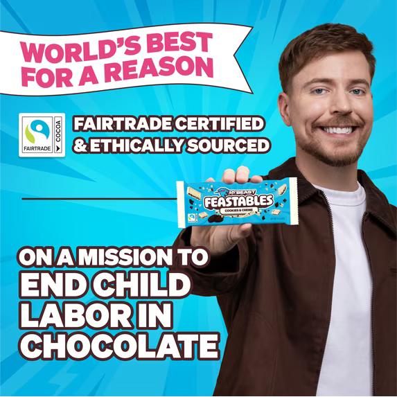Feastables Mr Beast Cookies and Creme White Chocolate Bar, 2.1 oz (60g), 1 Bar