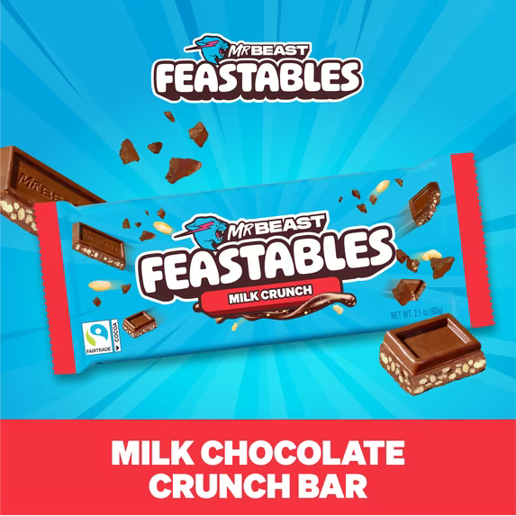 Feastables MrBeast Milk Chocolate Crunch Bar, 2.1 oz (60g), 1 Count