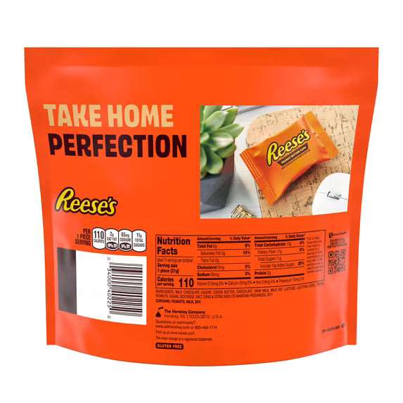 Reese's Milk Chocolate Snack Size Peanut Butter Cups Candy, Bag 10.5 oz