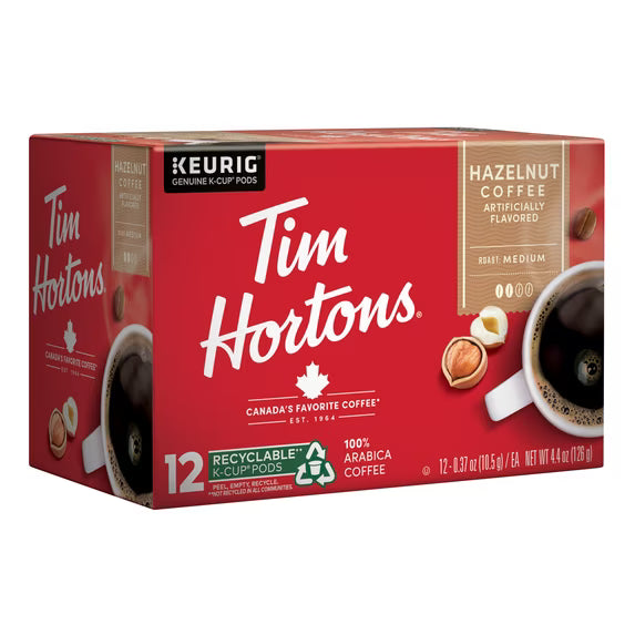 Tim Hortons, Hazelnut, K-Cup Coffee Pods, Medium Roast, 12 Count
