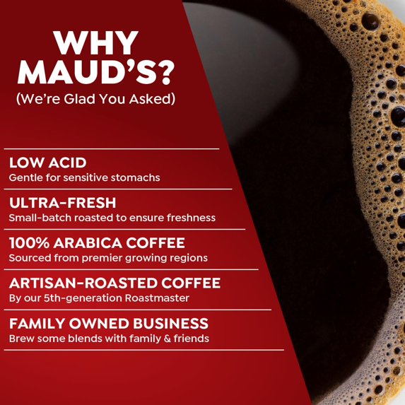 Maud's Medium Roast Coffee Pods, 50ct, Single Serve Pods – 100% Arabica Coffee, Compatible with Keurig K Cups Maker