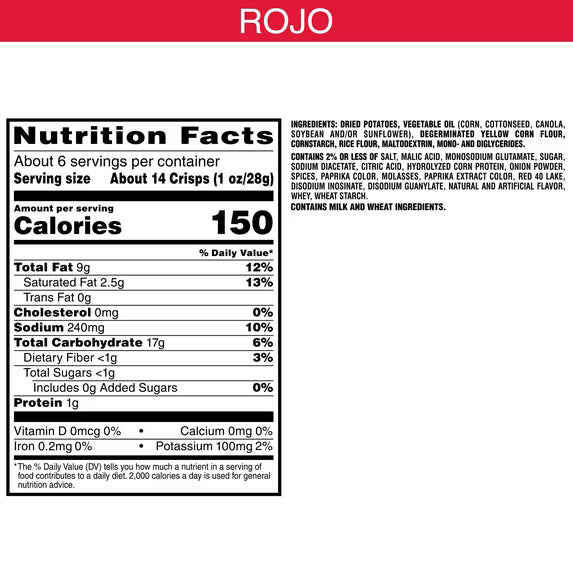Pringles Rojo Potato Crisps Chips, Lunch Snacks, 5.5 oz Canister