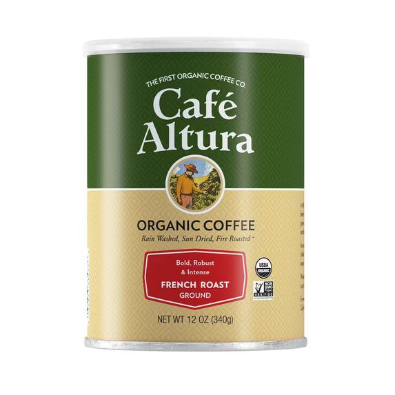 Café Altura Ground Organic Coffee, French Roast, 12 oz Can