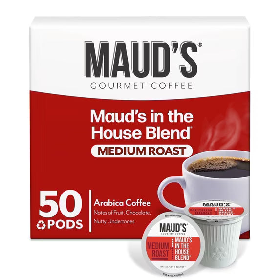 Maud's Medium Roast Coffee Pods, 50ct, Single Serve Pods – 100% Arabica Coffee, Compatible with Keurig K Cups Maker