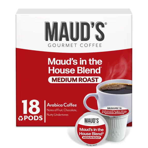 Maud's Medium Roast Coffee Pods, 18 ct, Single Serve Pods – 100% Arabica Coffee, Compatible with Keurig K Cups Maker