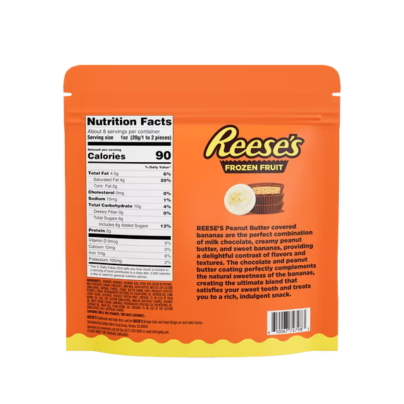 Reese’s Banana Slices in Milk Chocolate and Reese's Peanut Butter Chips, 8 oz (Frozen)